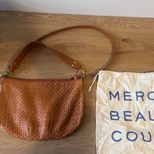 Clare V Moyen Woven Tan Leather Messenger Shoulder Bag